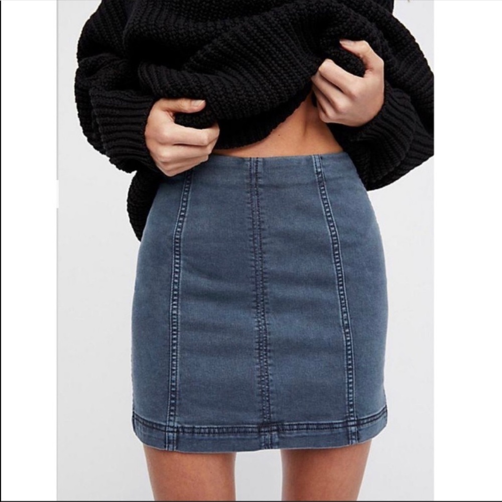 Free People Modern Femme Denim Mini Skirt in Westminster Blue NWT